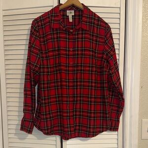 St. John’s Bay ❤️🖤 Red & Black 🖤❤️ Plaid Button Down Shirt - XL